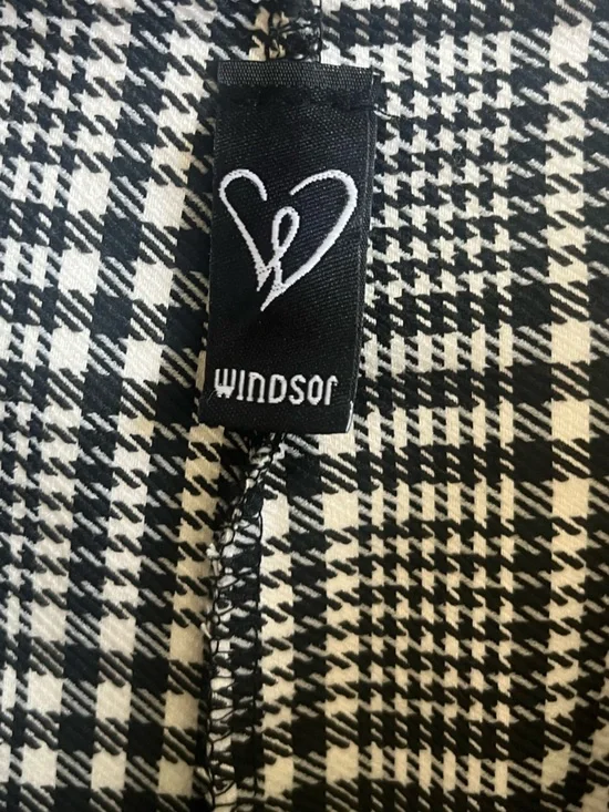 Windsor Black & White Plaid Wrap Mini Skirt with Buckle Straps - Picture 2 of 5